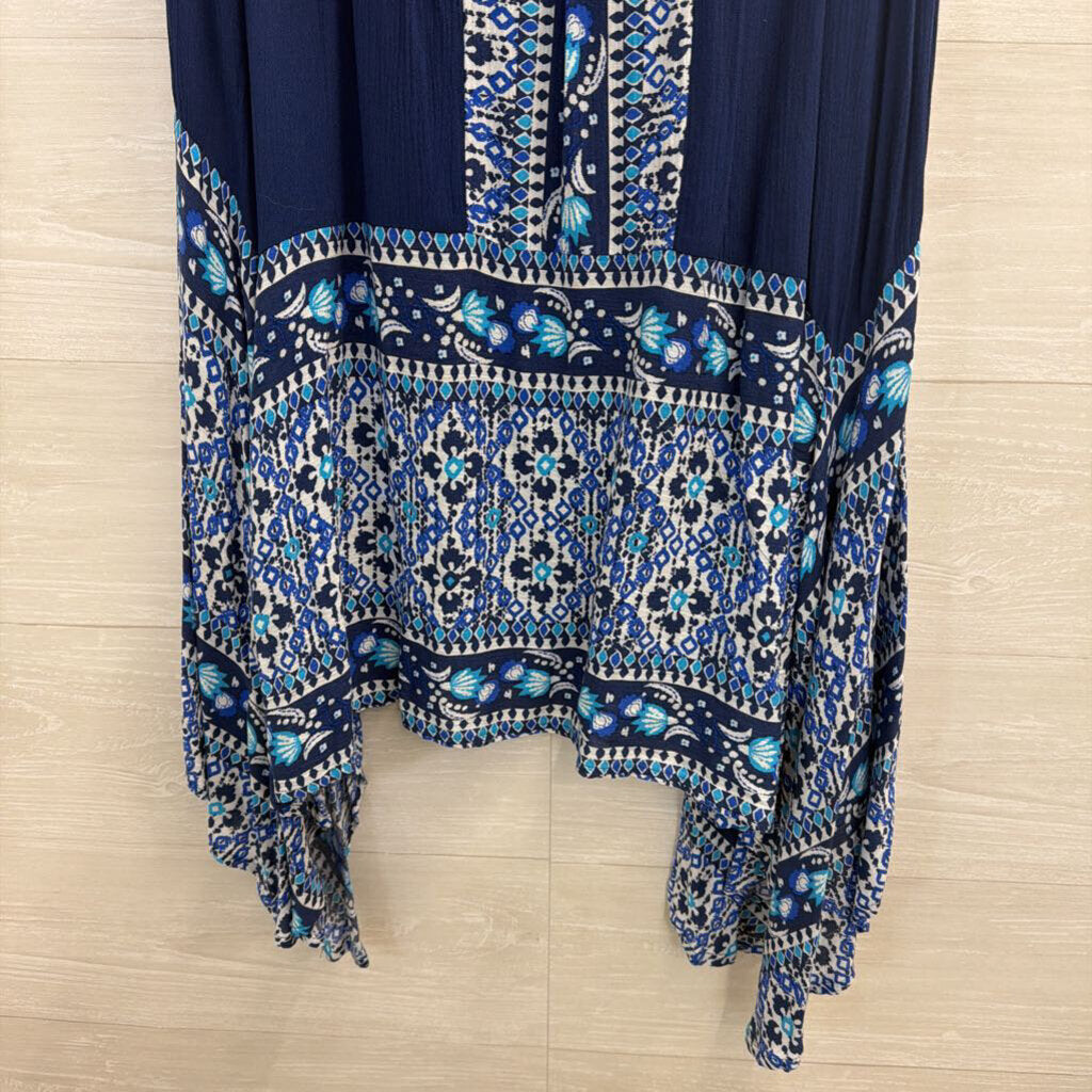 John Paul Richard Blue Print Midi Skirt Medium