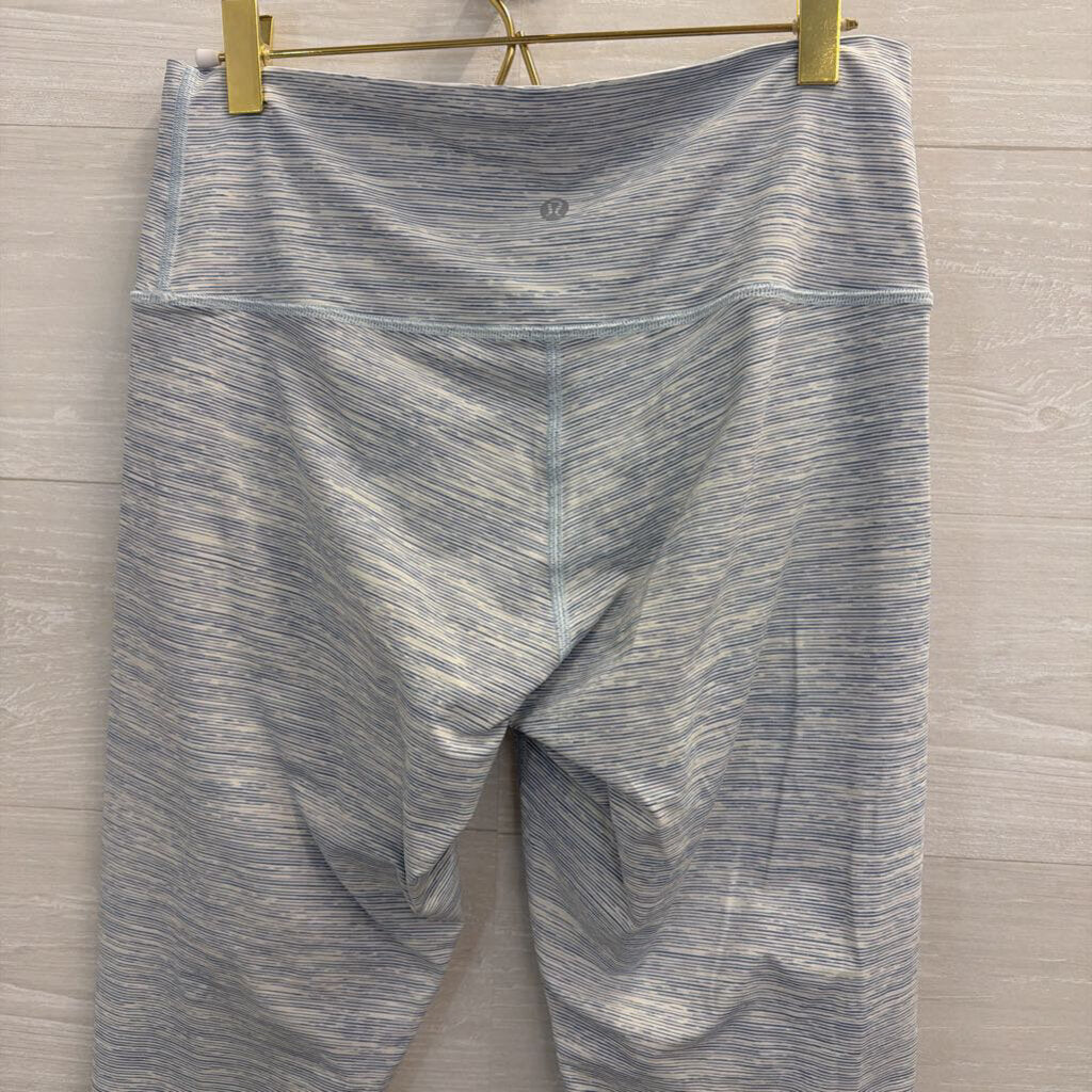 Lululemon White/ Blue Striped Athletic Leggings 10