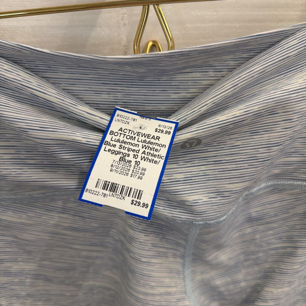 Lululemon White/ Blue Striped Athletic Leggings 10