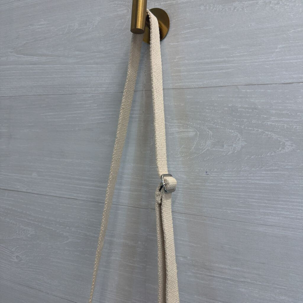 World Market Natural Macrame Wooden Beads Crossbody Purse