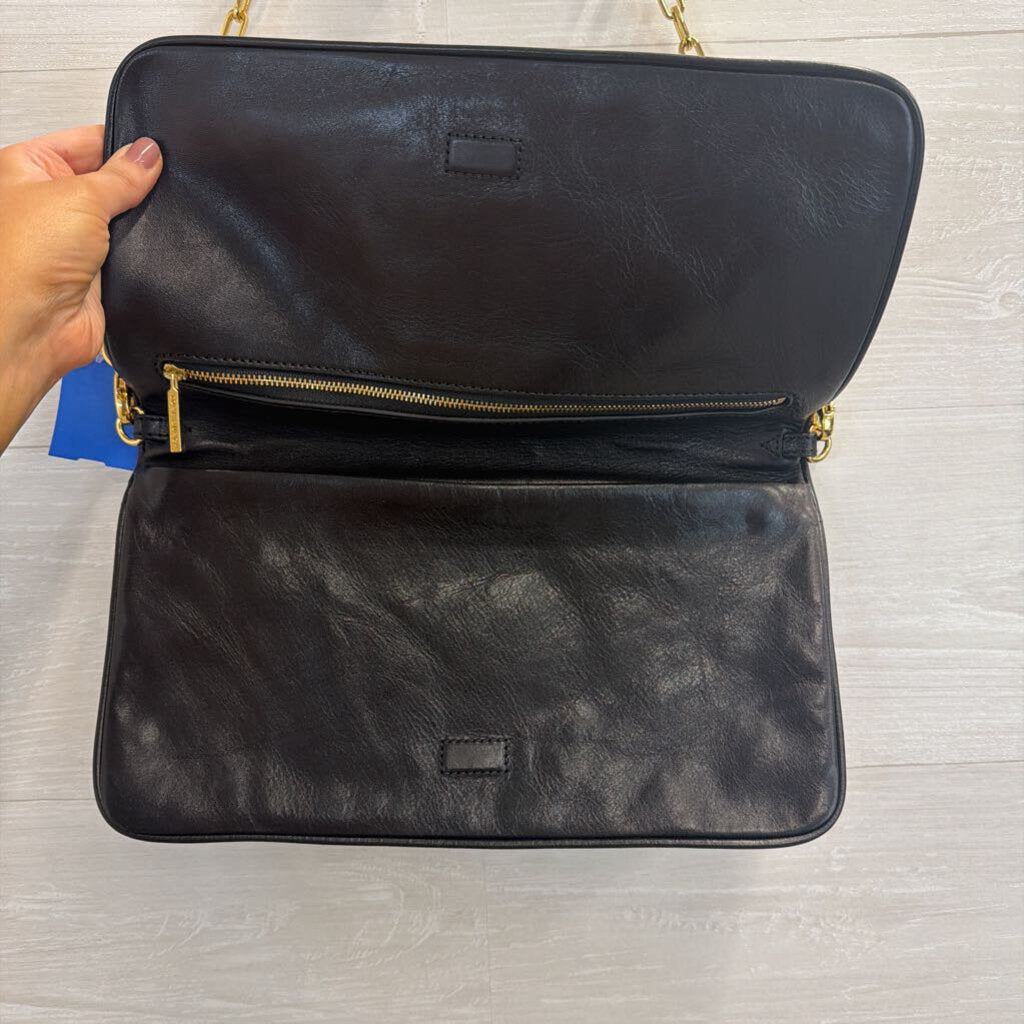 Tory Burch Black Leather/ Gold Accents Reva Purse