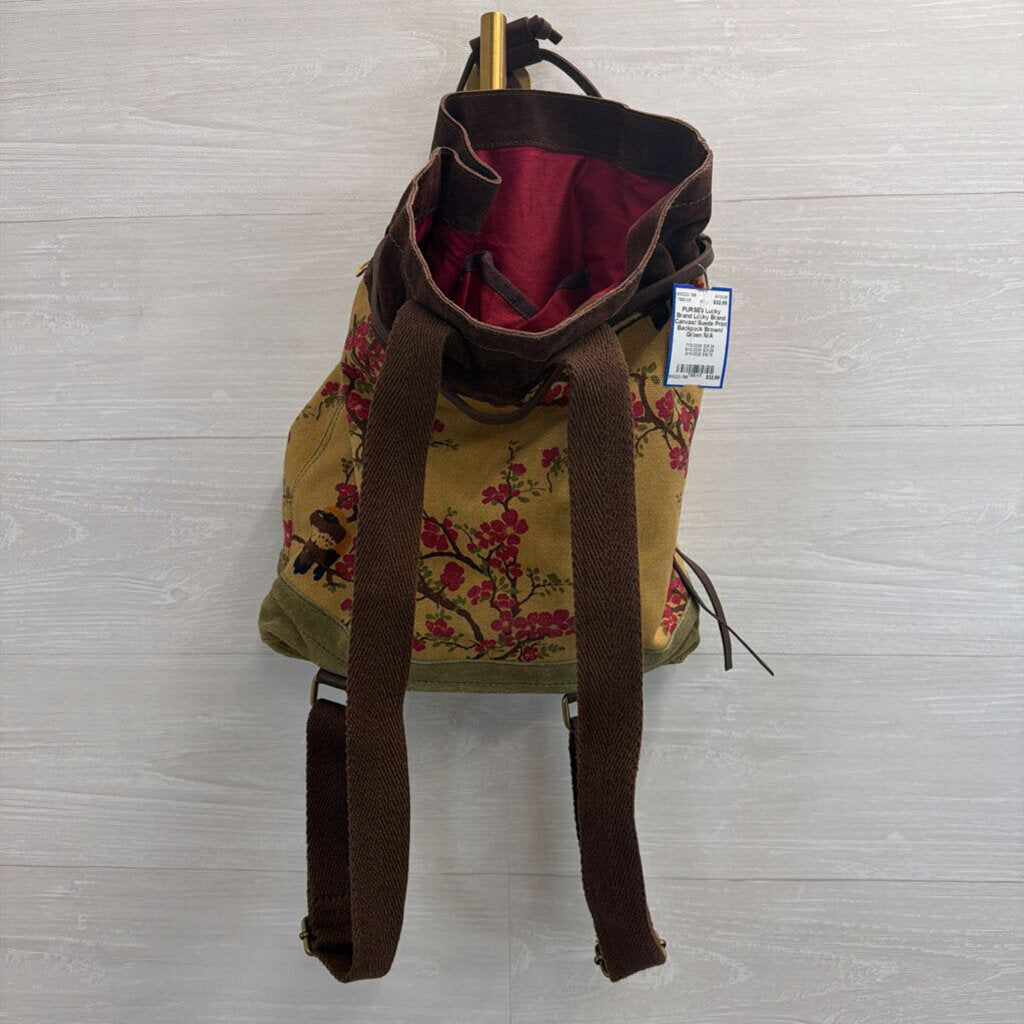Lucky Brand Canvas/ Suede Print Backpack