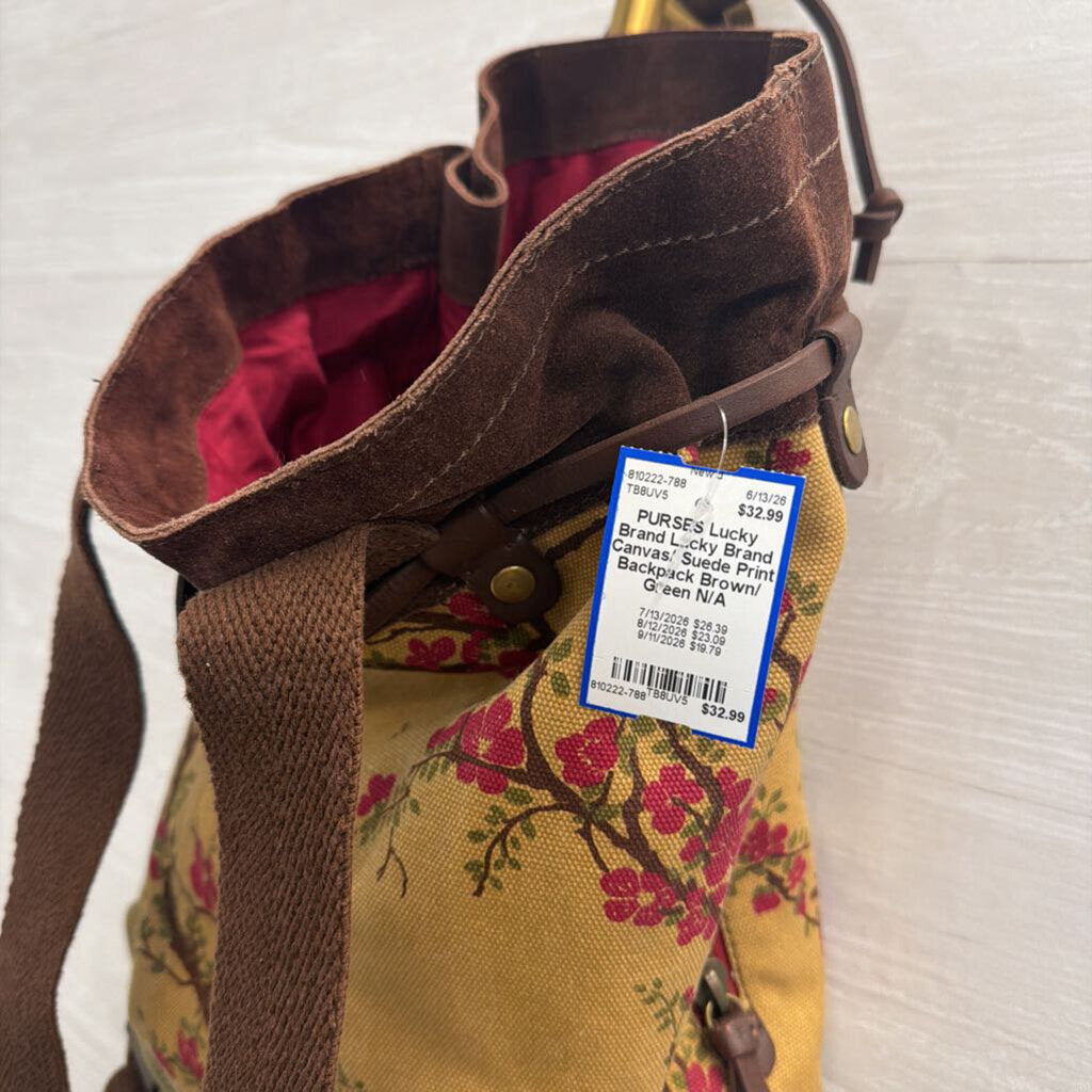 Lucky Brand Canvas/ Suede Print Backpack