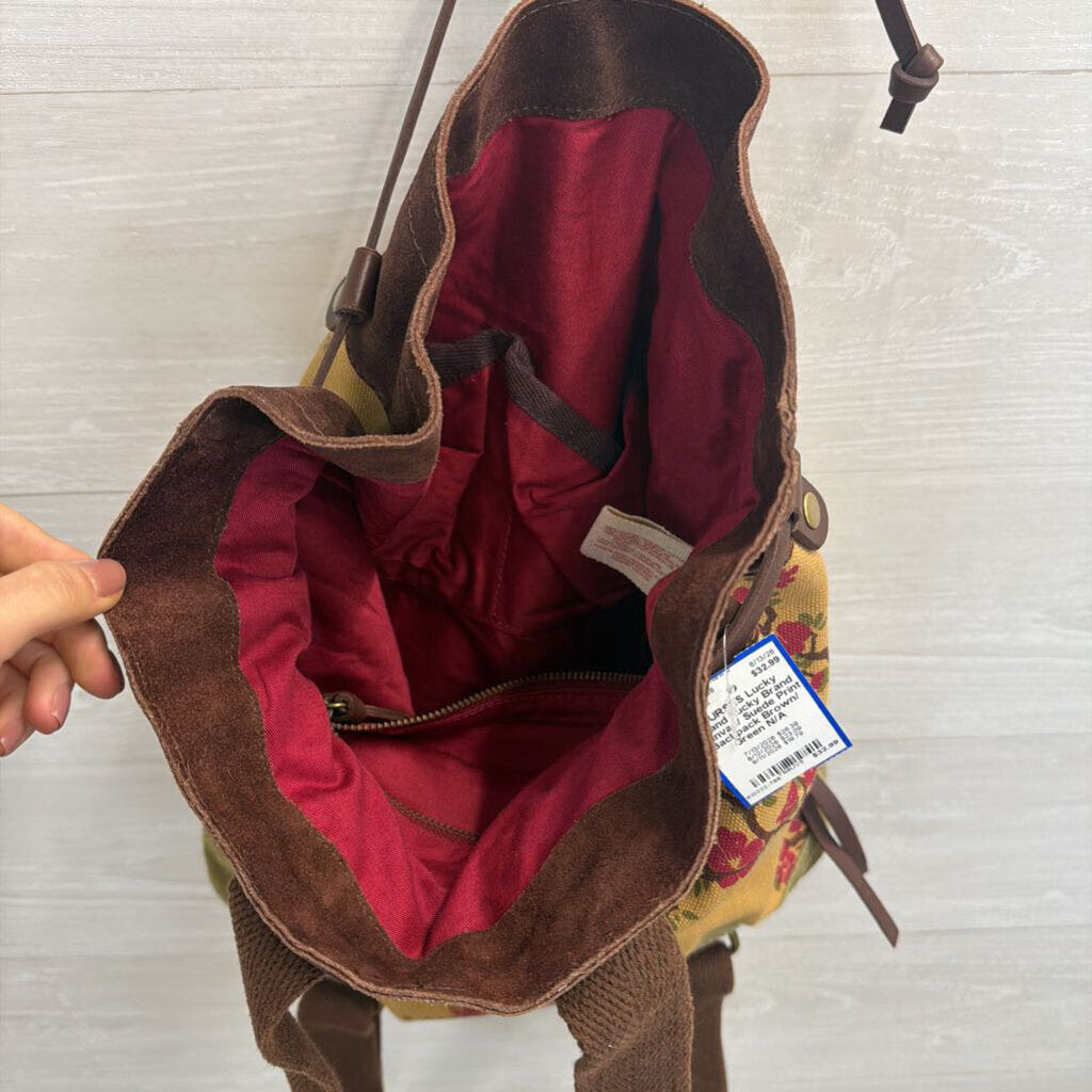 Lucky Brand Canvas/ Suede Print Backpack
