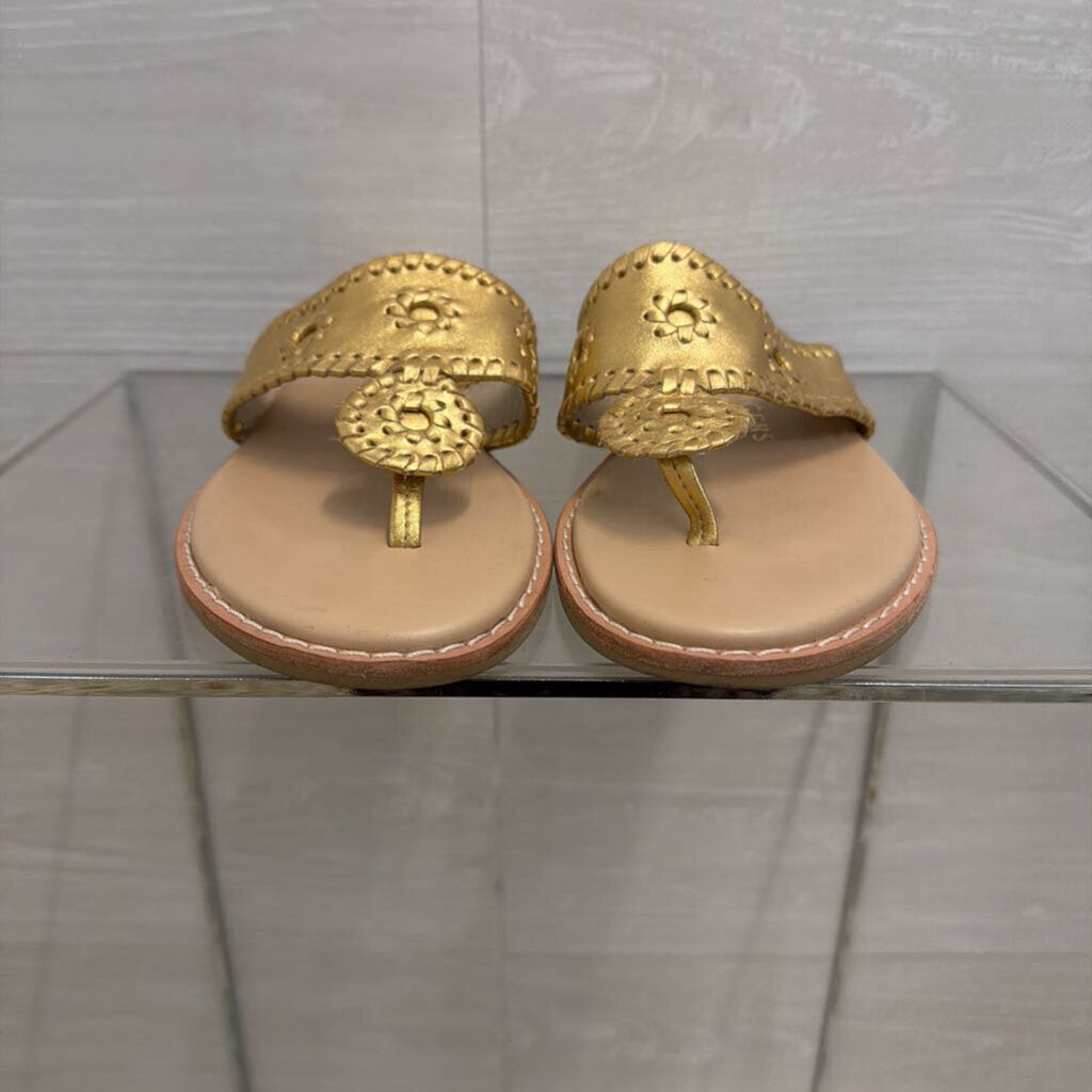 Jack Rogers Metallic Gold Jacks Flat Sandals 8.5