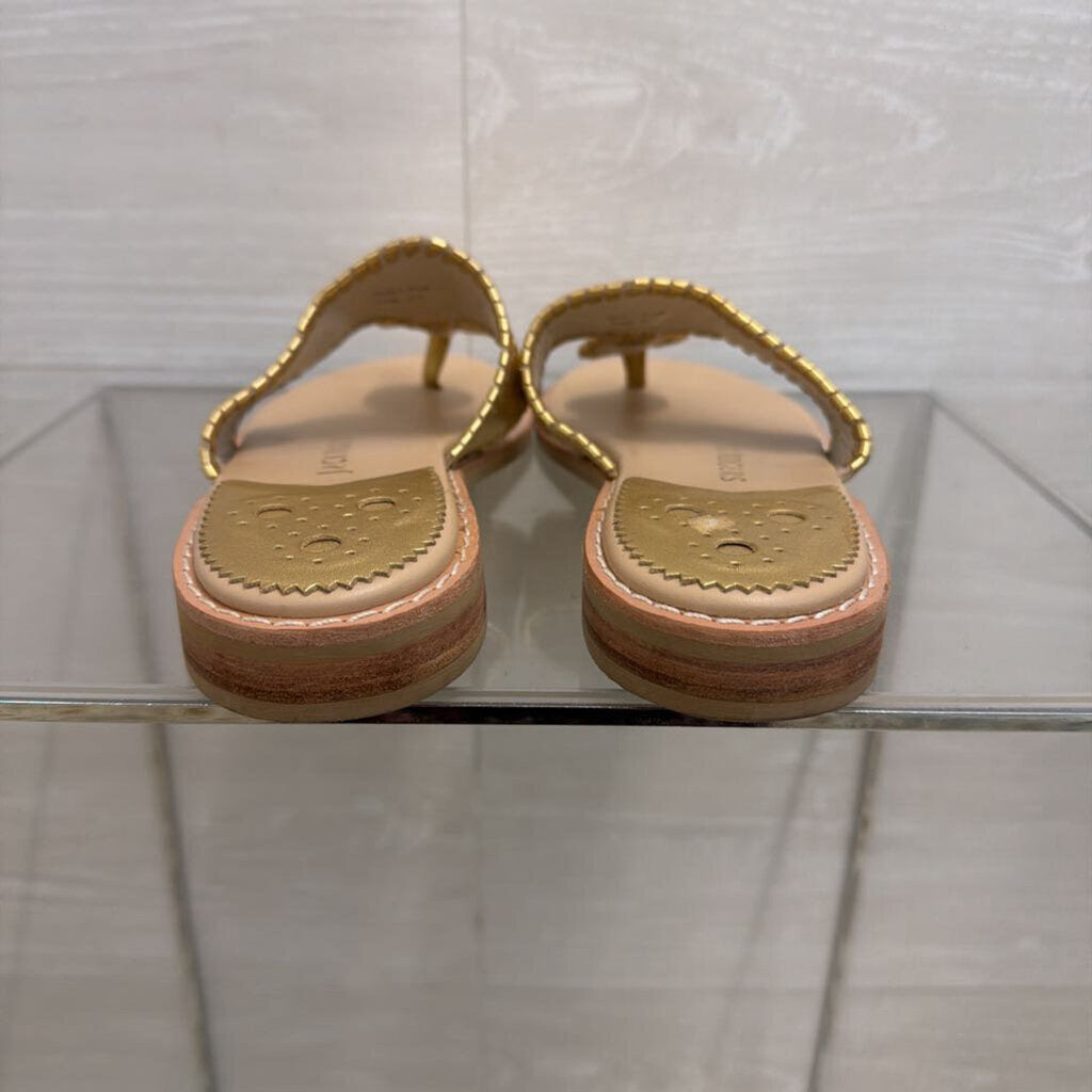 Jack Rogers Metallic Gold Jacks Flat Sandals 8.5