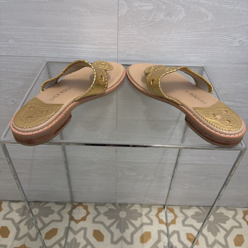 Jack Rogers Metallic Gold Jacks Flat Sandals 8.5