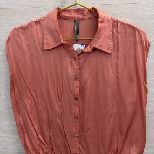 Anthropologie Pink Silky Cropped Button Front Top Extra Small