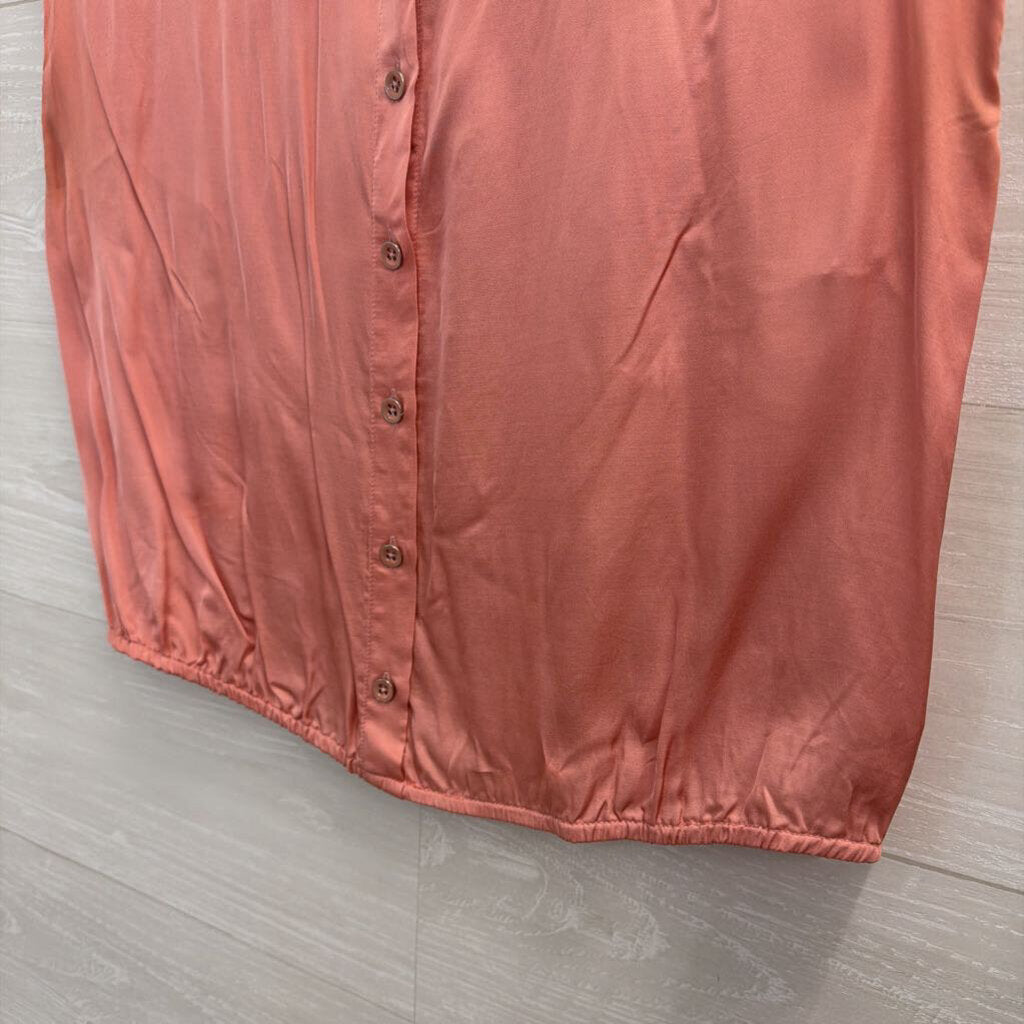Anthropologie Pink Silky Cropped Button Front Top Extra Small