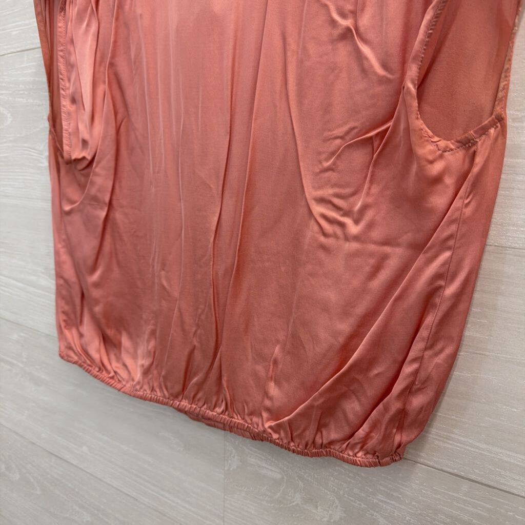 Anthropologie Pink Silky Cropped Button Front Top Extra Small