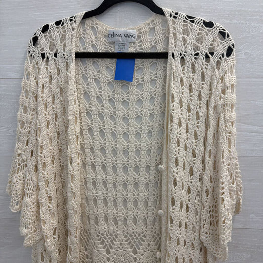 Celina Yang Cream Open Knit Short Sleeve Top 3X