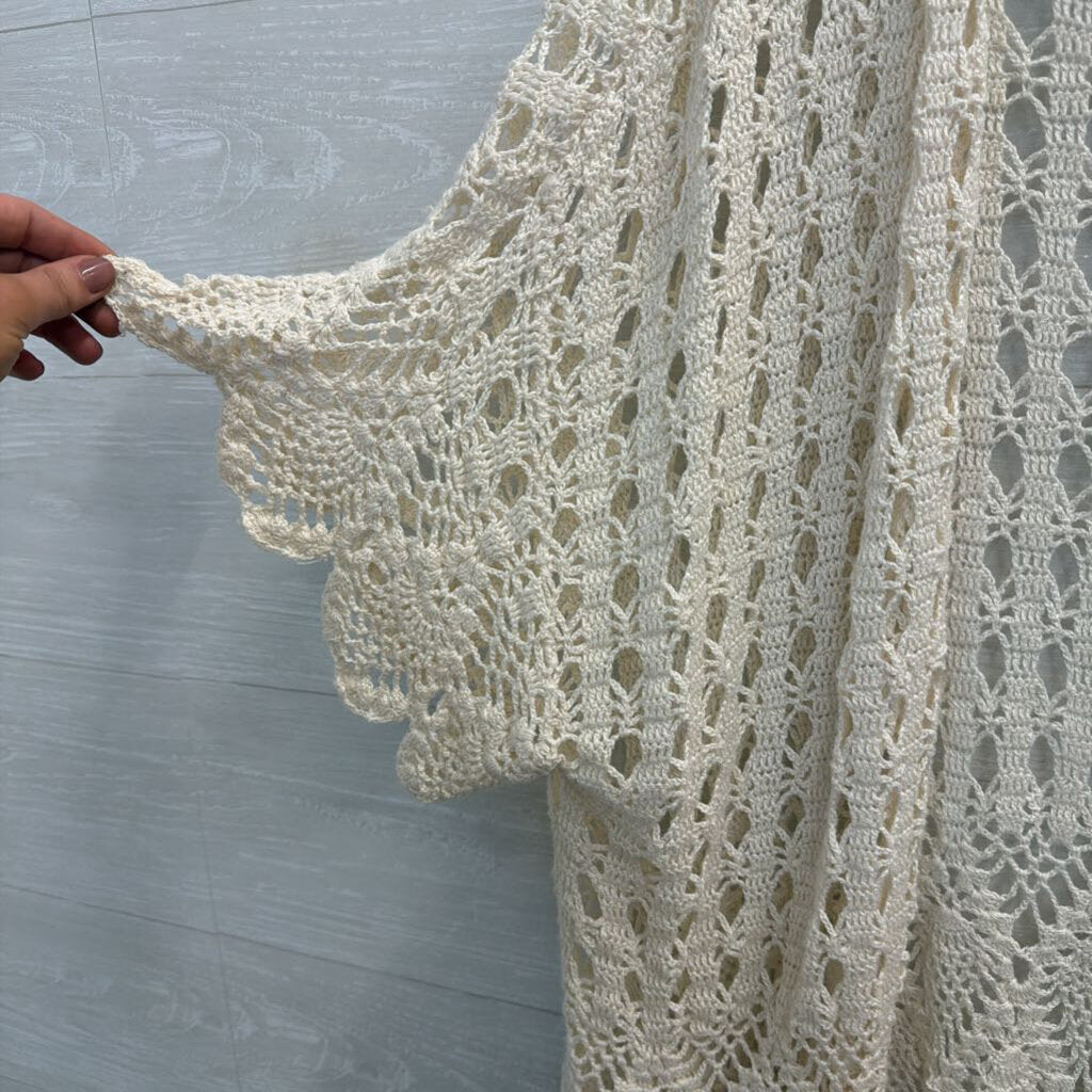 Celina Yang Cream Open Knit Short Sleeve Top 3X