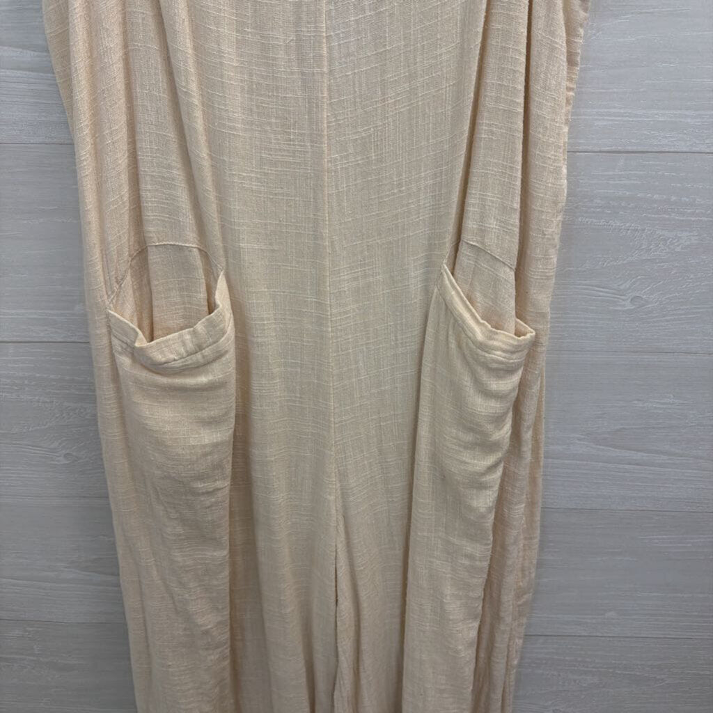 Natural Life Beige Wide Leg V Neck Jumpsuit Large