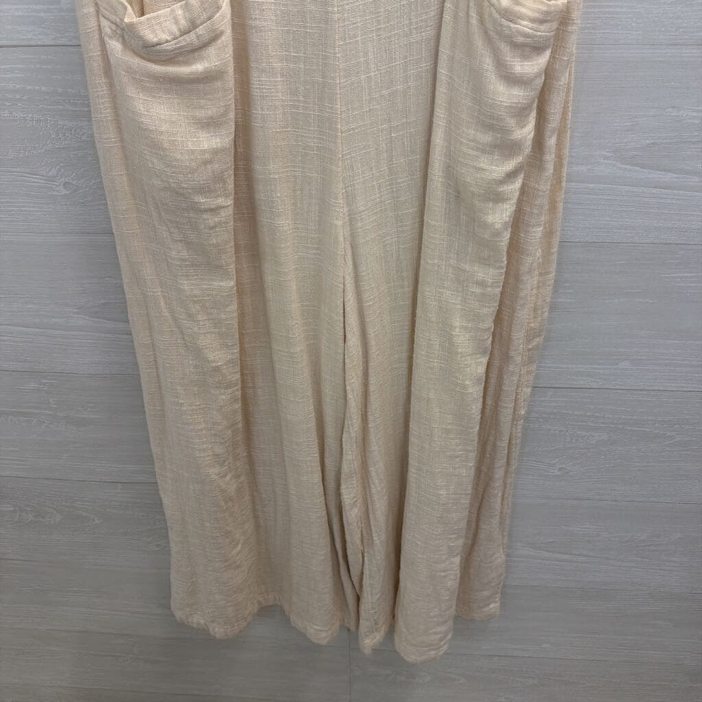 Natural Life Beige Wide Leg V Neck Jumpsuit Large