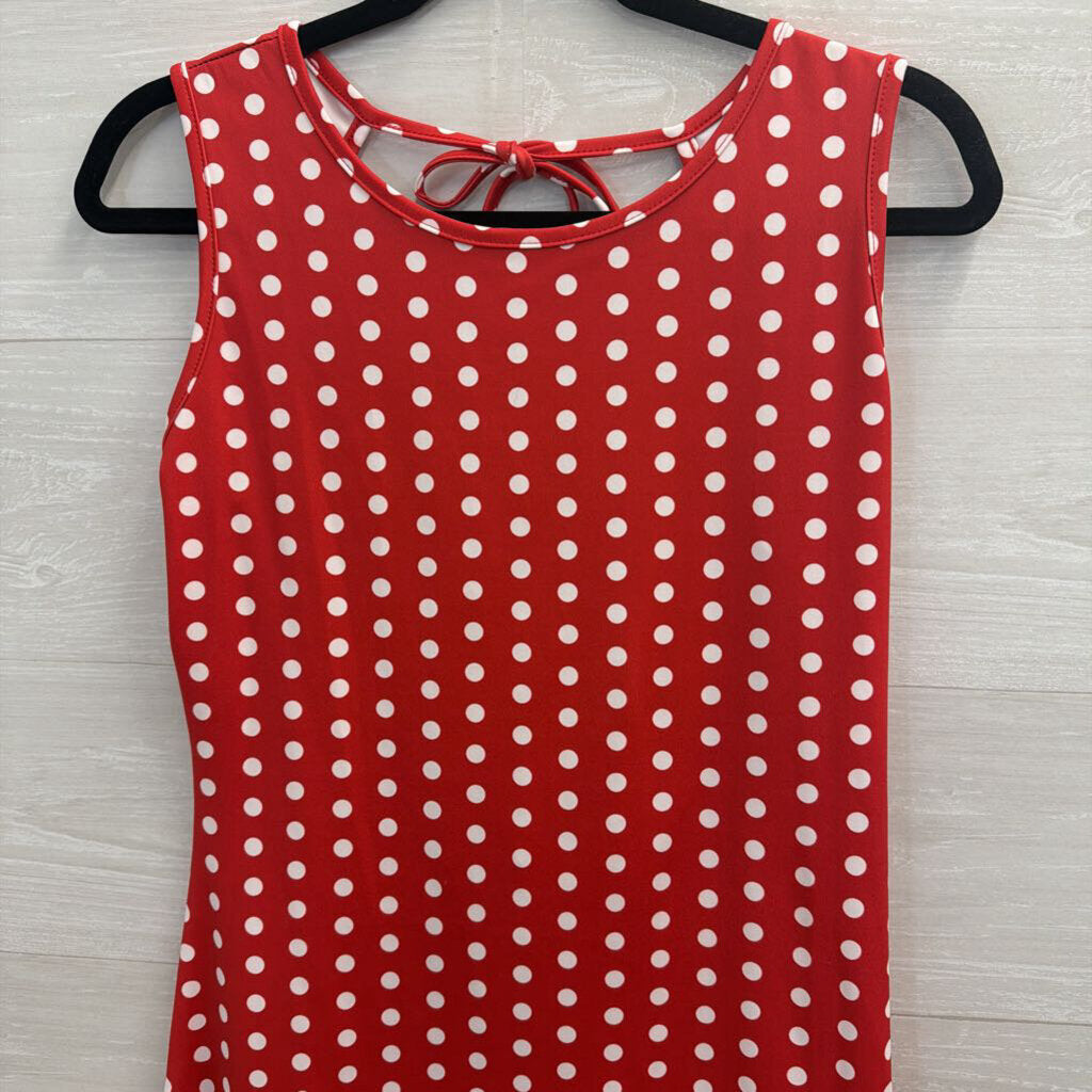 Red/ White Polka Dot Sleeveless Dress Large