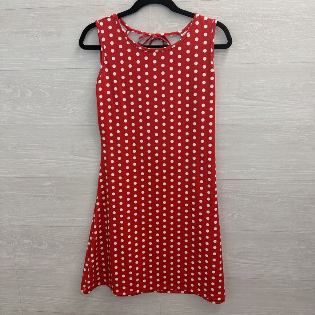 Red/ White Polka Dot Sleeveless Dress Large