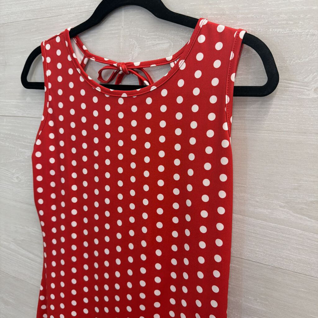 Red/ White Polka Dot Sleeveless Dress Large