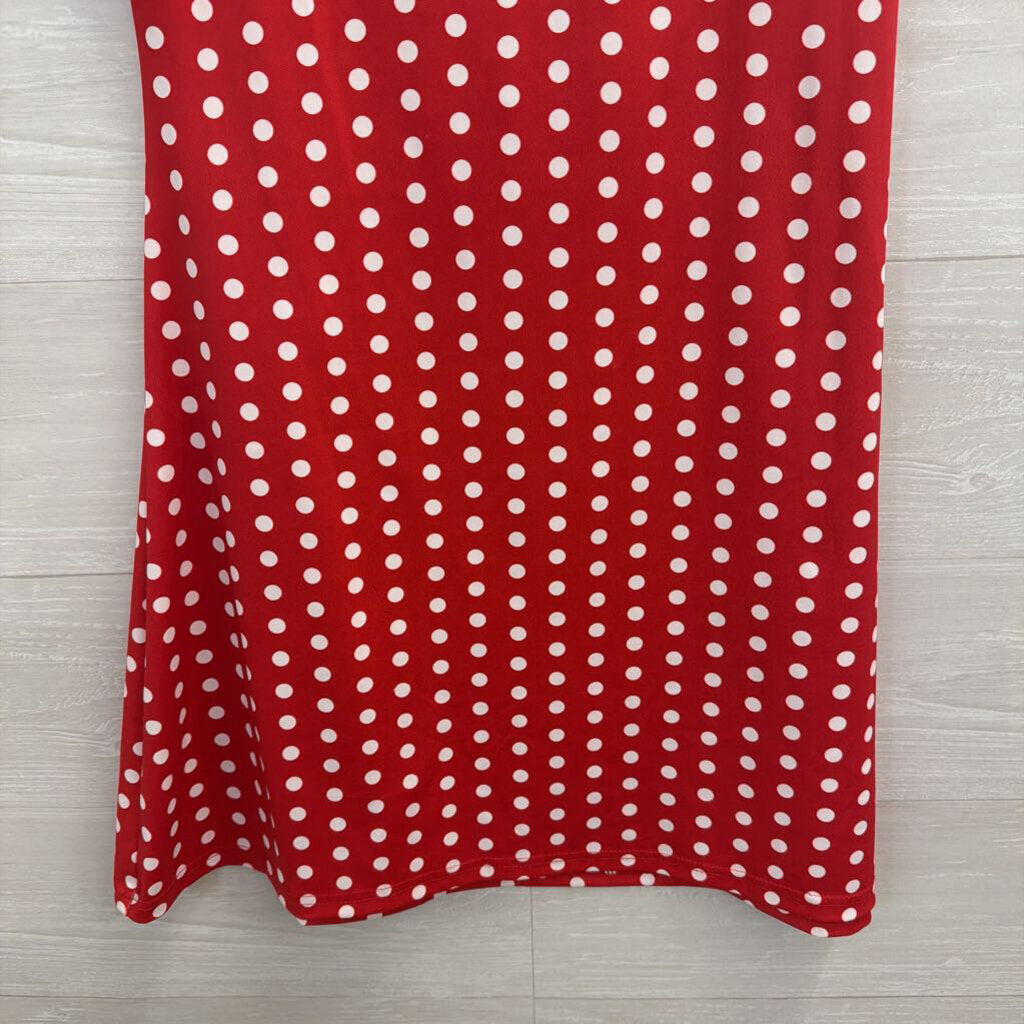 Red/ White Polka Dot Sleeveless Dress Large