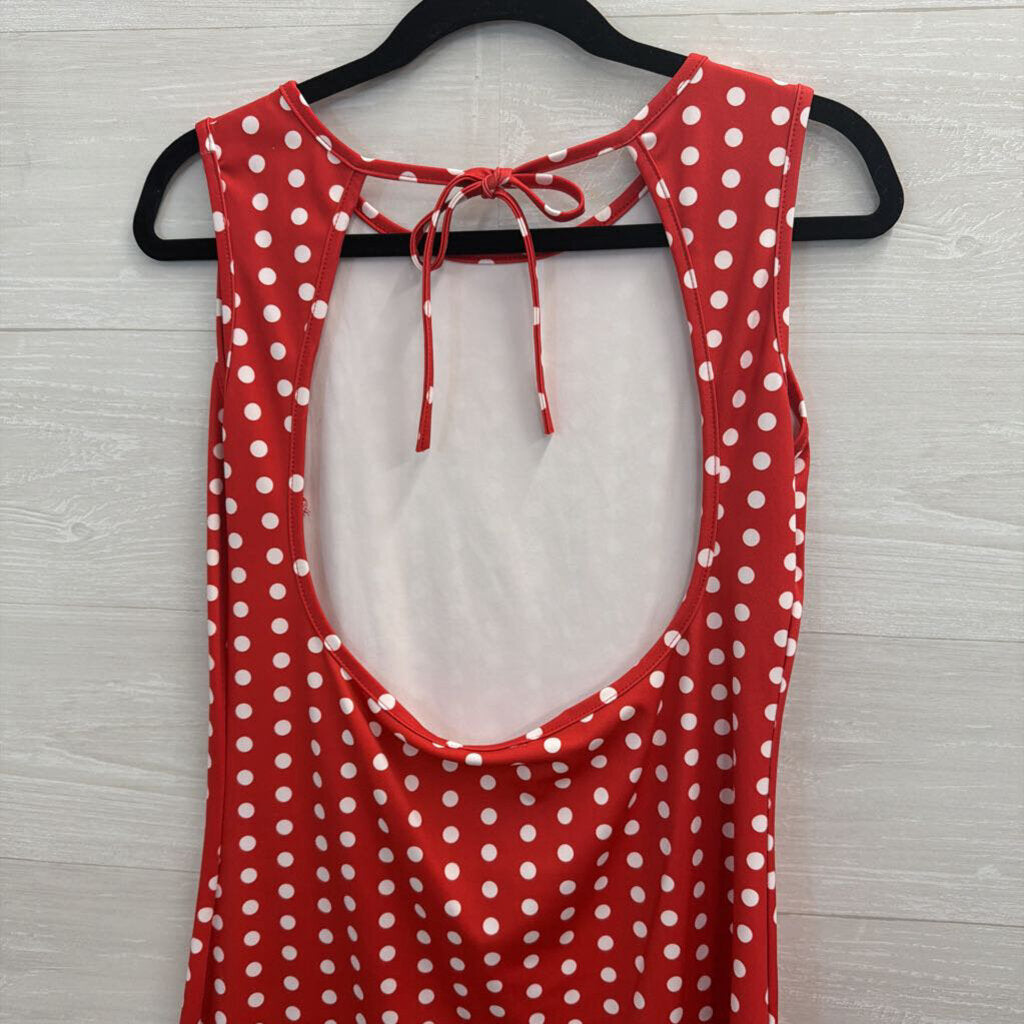 Red/ White Polka Dot Sleeveless Dress Large