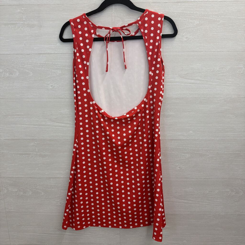 Red/ White Polka Dot Sleeveless Dress Large