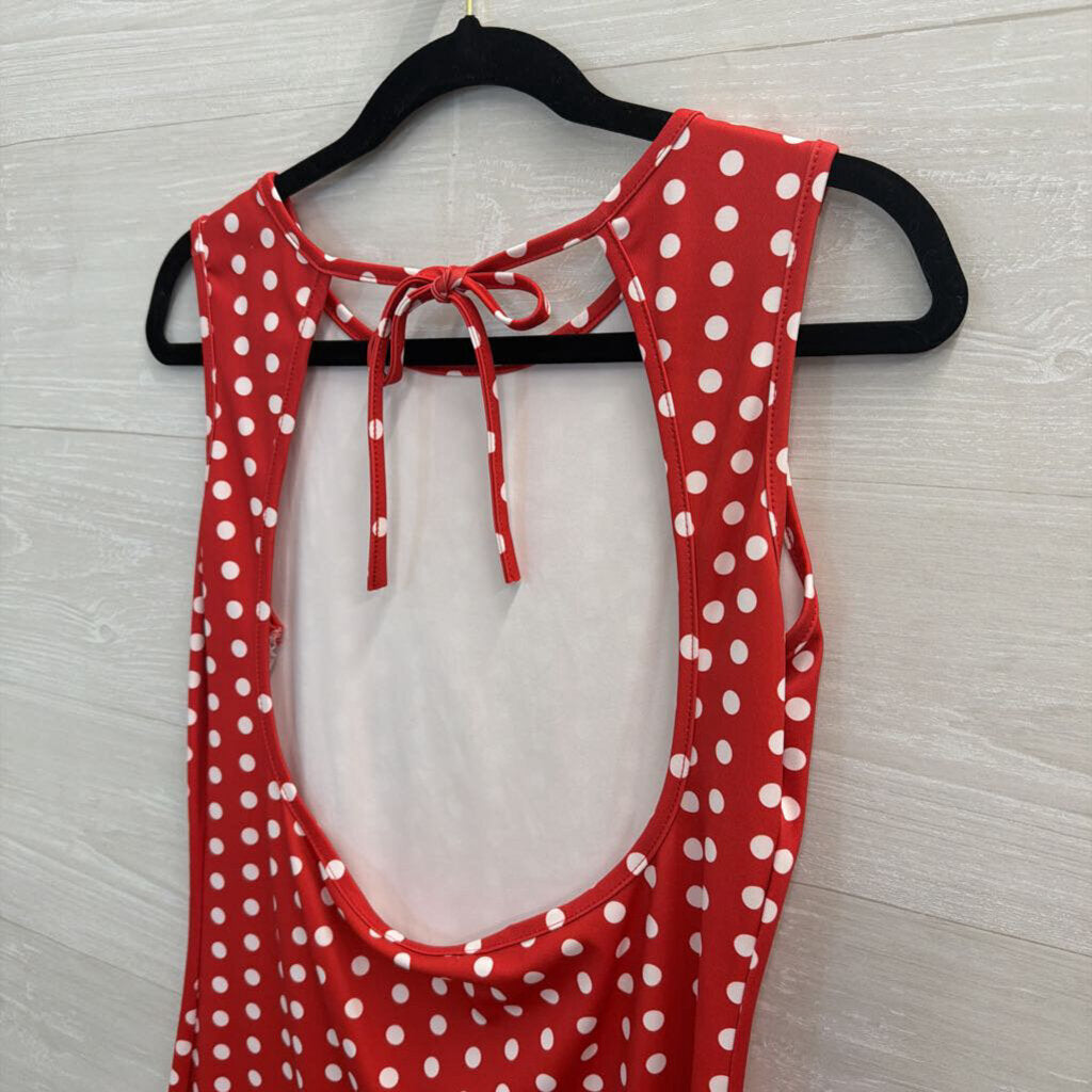 Red/ White Polka Dot Sleeveless Dress Large