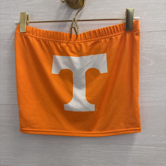 Orange/ White Strapless Tennessee Top Small