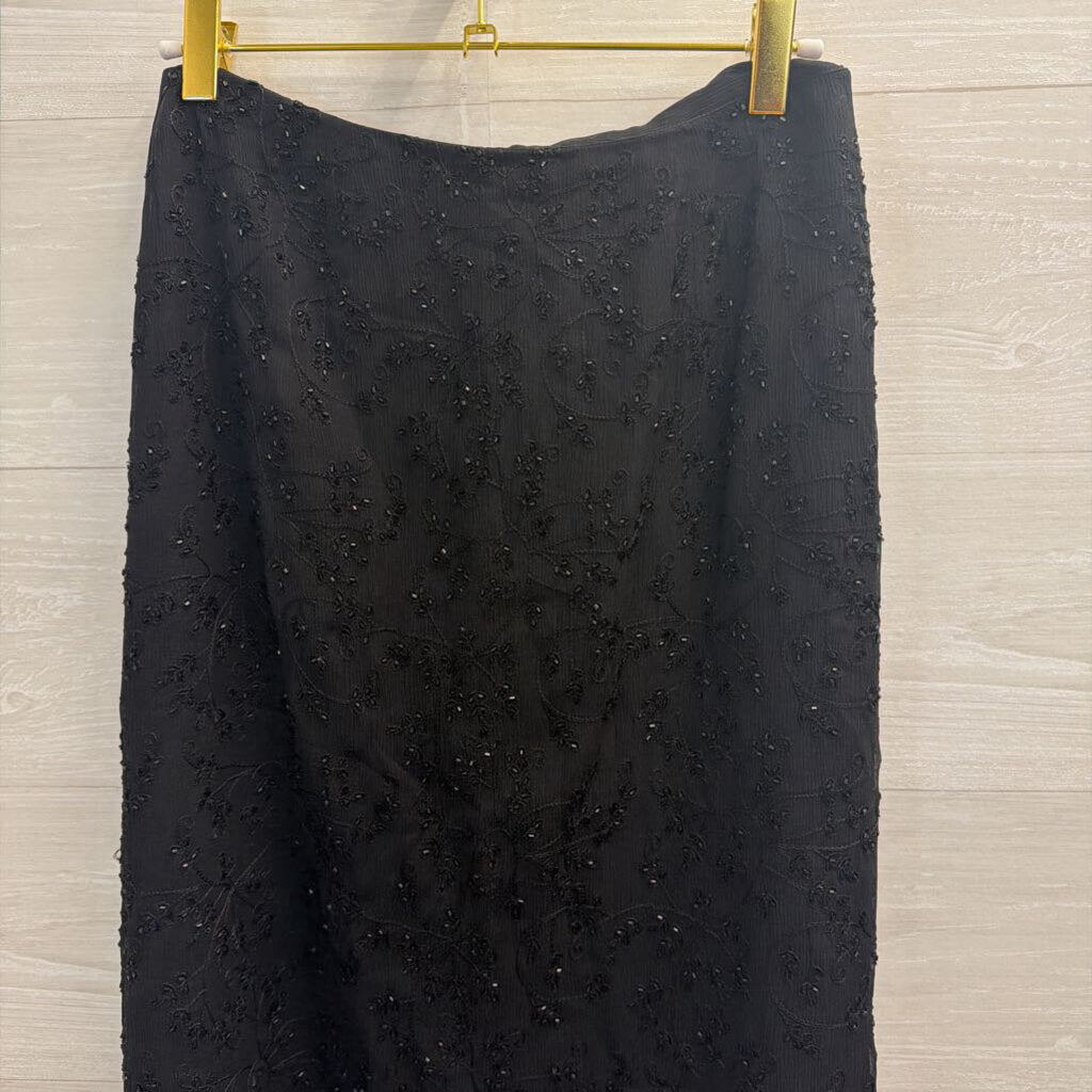 Kate Hill Black Beaded Midi Skirt 6 Petite