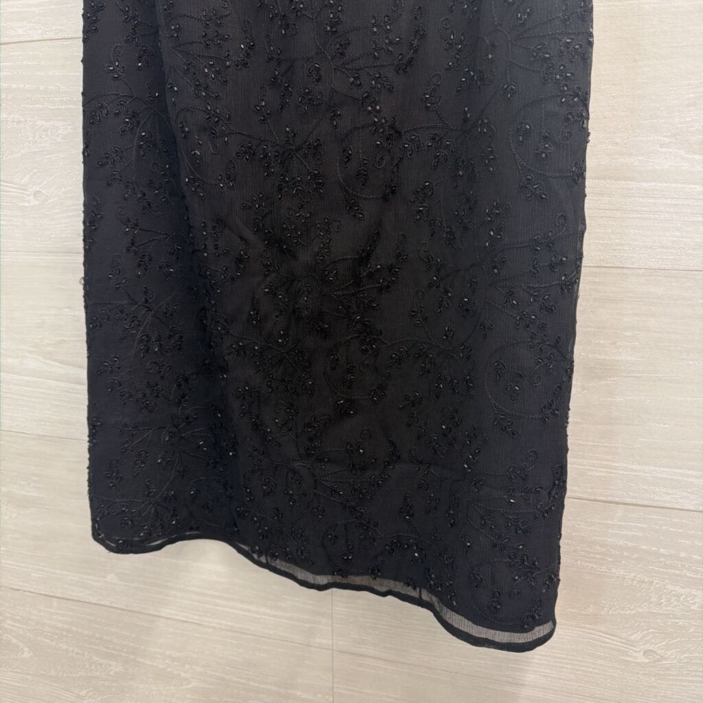 Kate Hill Black Beaded Midi Skirt 6 Petite