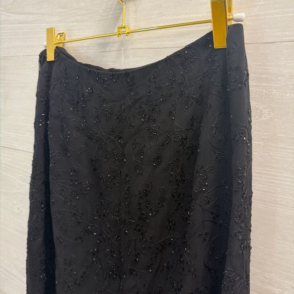 Kate Hill Black Beaded Midi Skirt 6 Petite