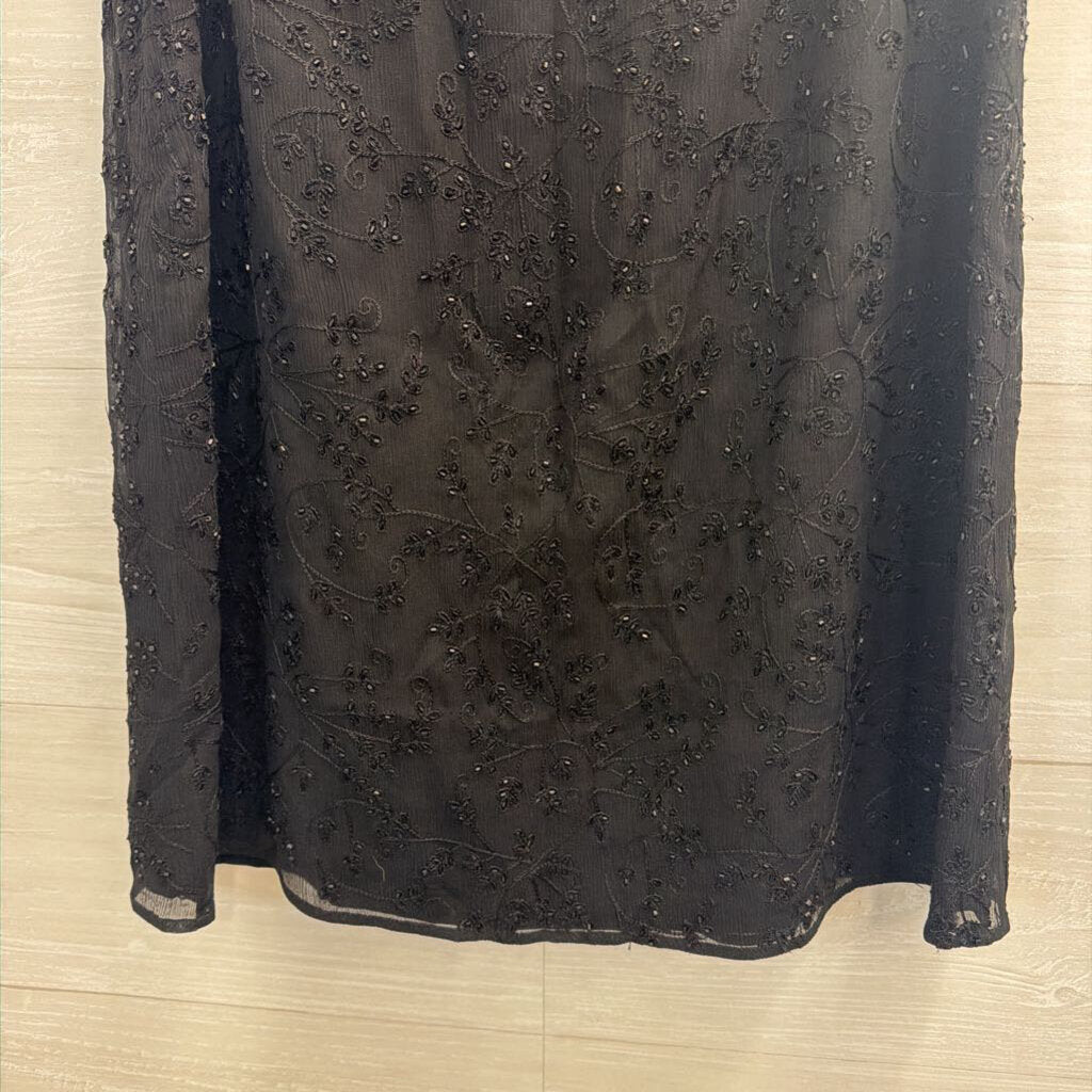Kate Hill Black Beaded Midi Skirt 6 Petite