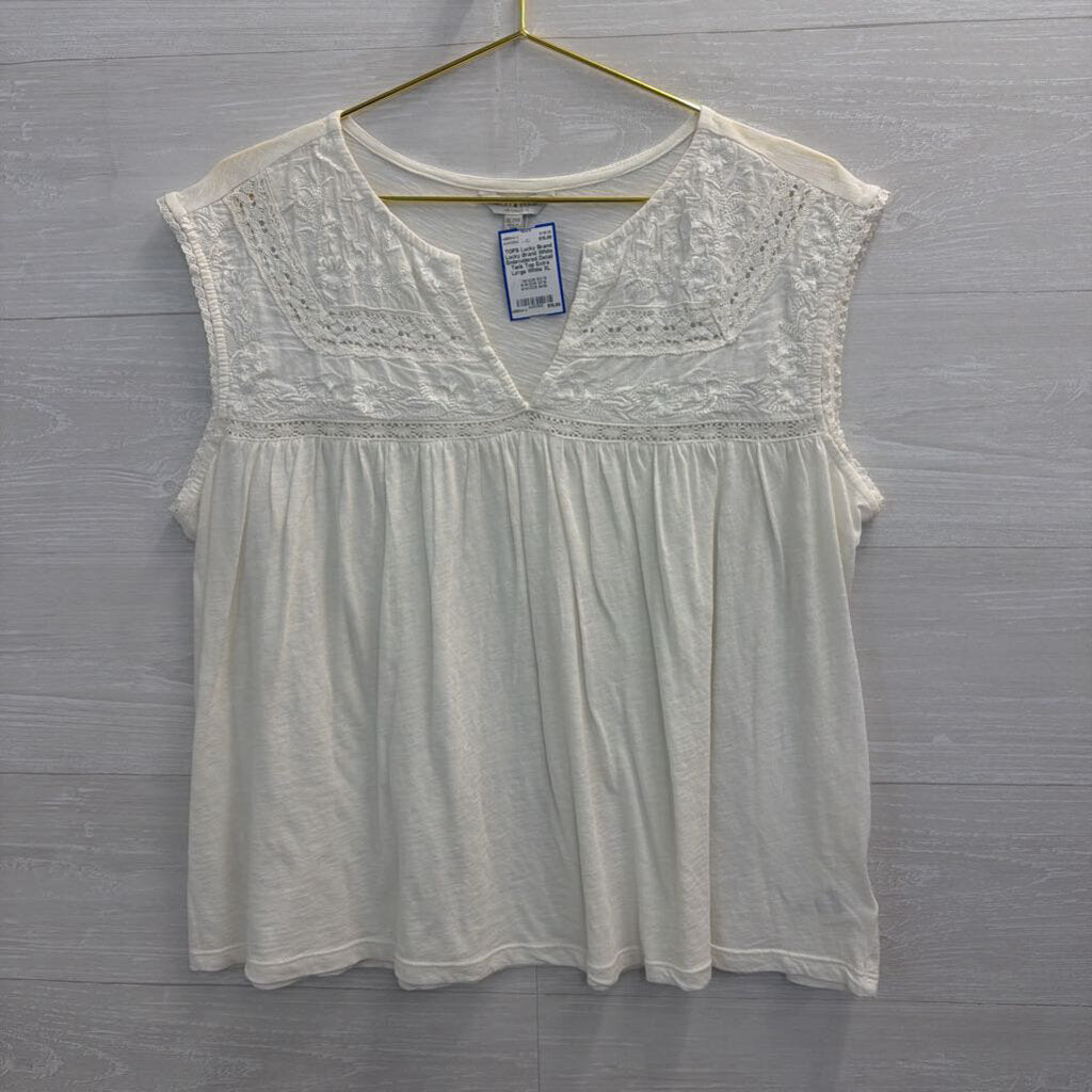 Lucky Brand White Embroidered Detail Tank Top Extra Large