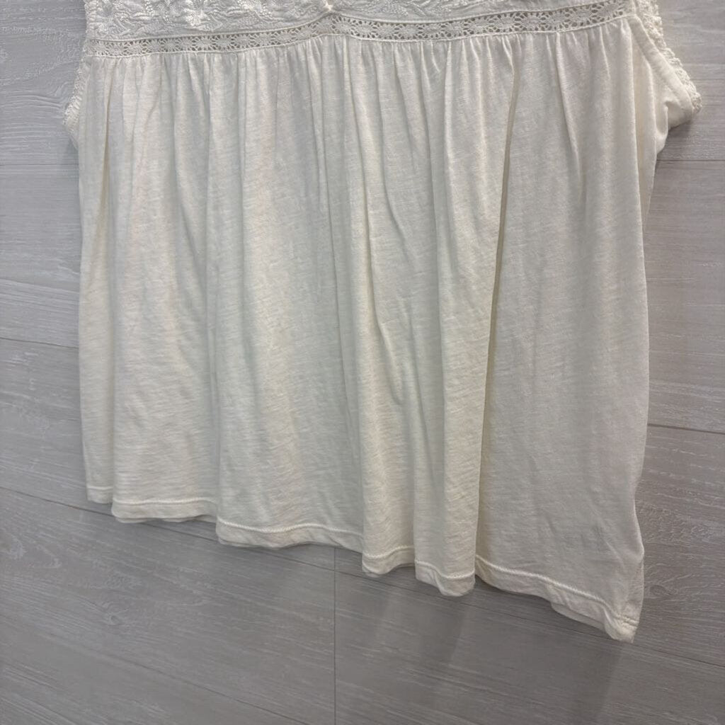 Lucky Brand White Embroidered Detail Tank Top Extra Large