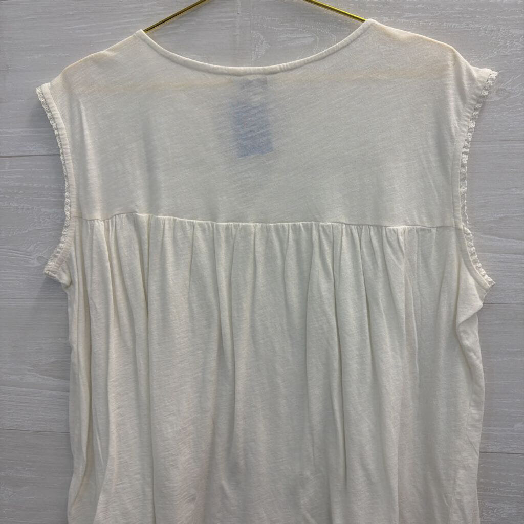 Lucky Brand White Embroidered Detail Tank Top Extra Large
