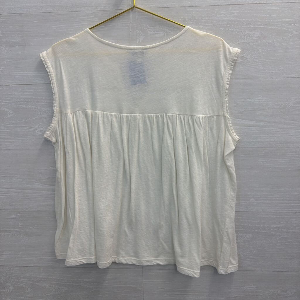 Lucky Brand White Embroidered Detail Tank Top Extra Large