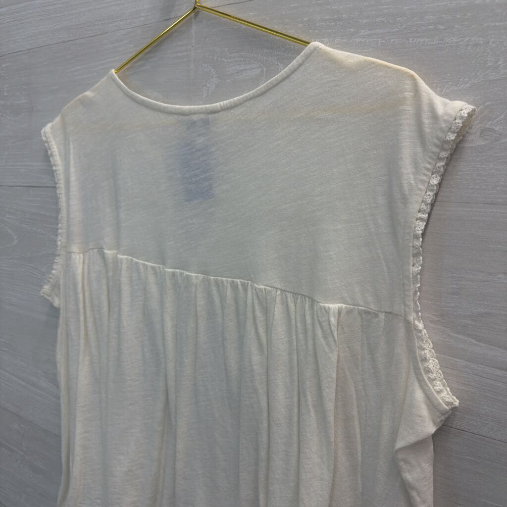 Lucky Brand White Embroidered Detail Tank Top Extra Large