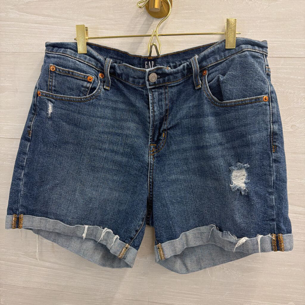 Gap Dark Wash Distressed Denim Shorts 32