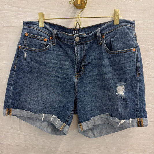 Gap Dark Wash Distressed Denim Shorts 32