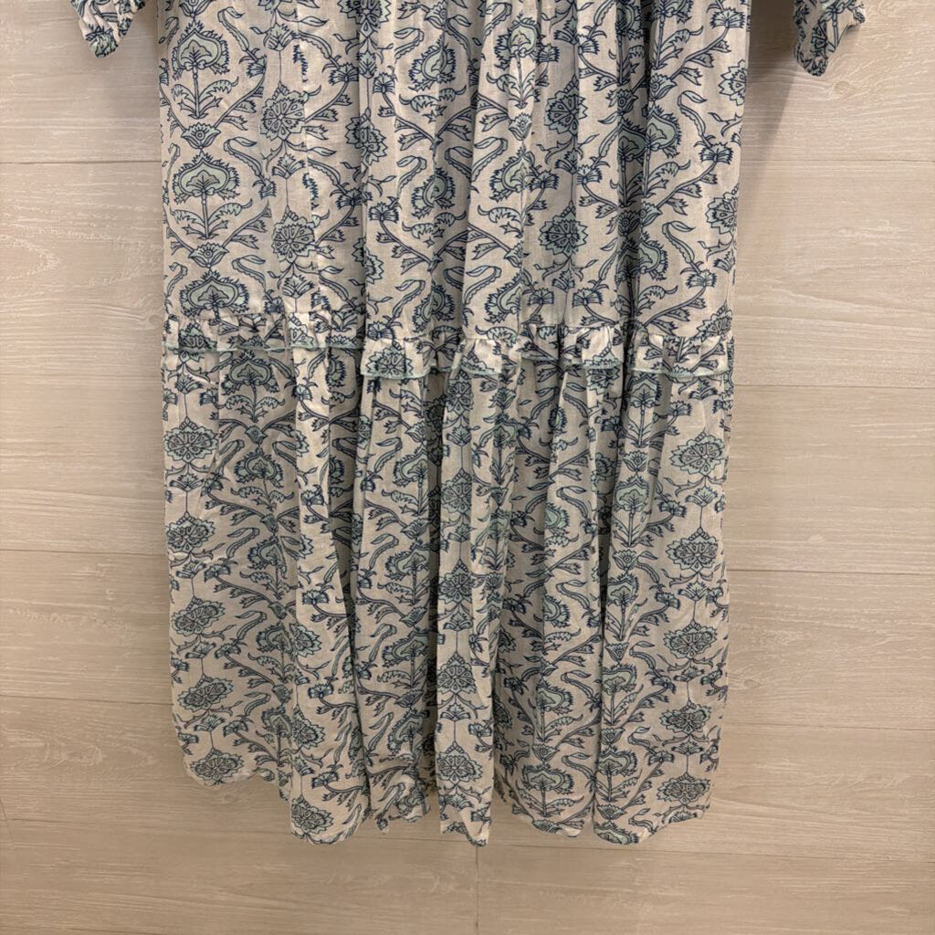 Tuckernuck White/ Blue Print Long Sleeve Maxi Dress Extra Small