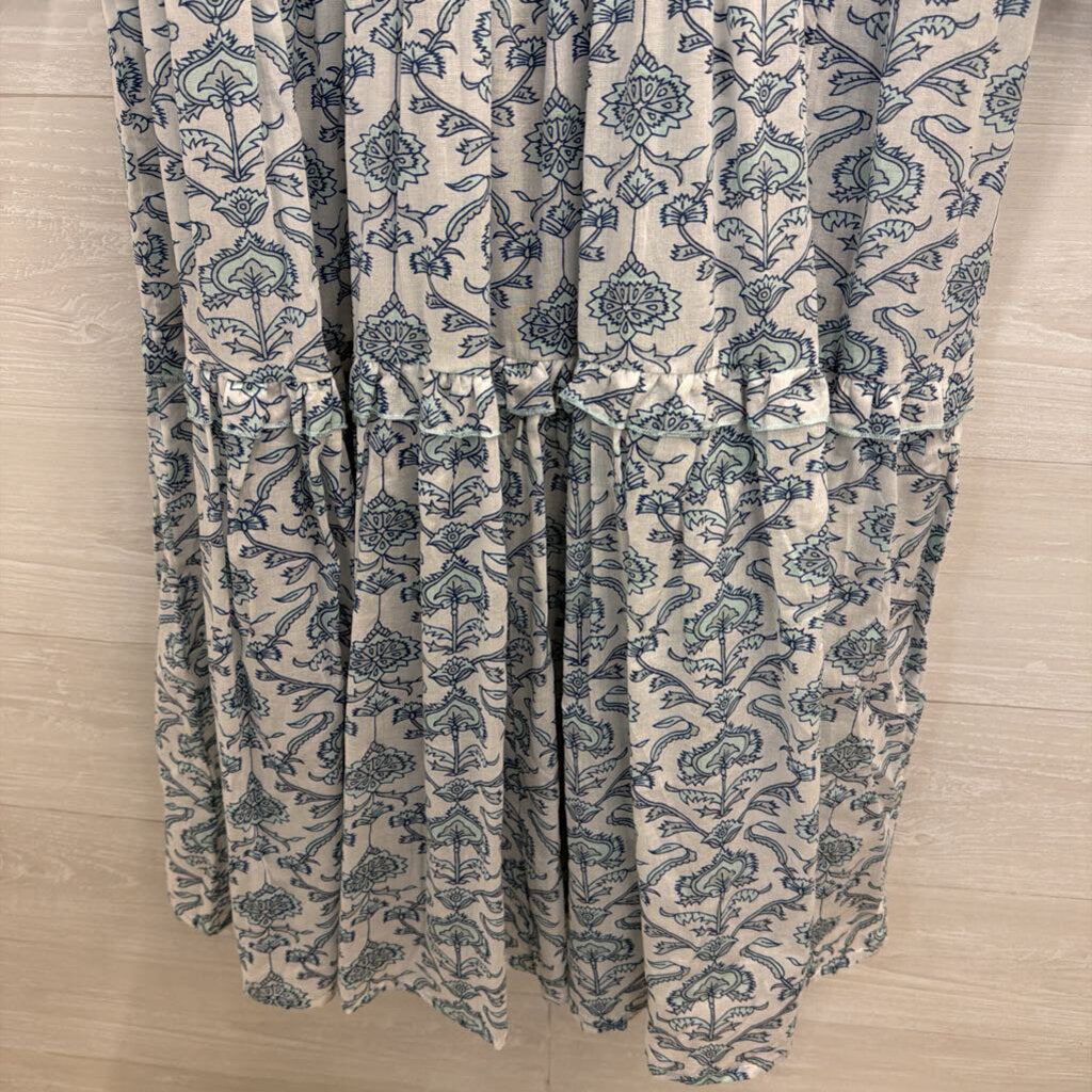 Tuckernuck White/ Blue Print Long Sleeve Maxi Dress Extra Small