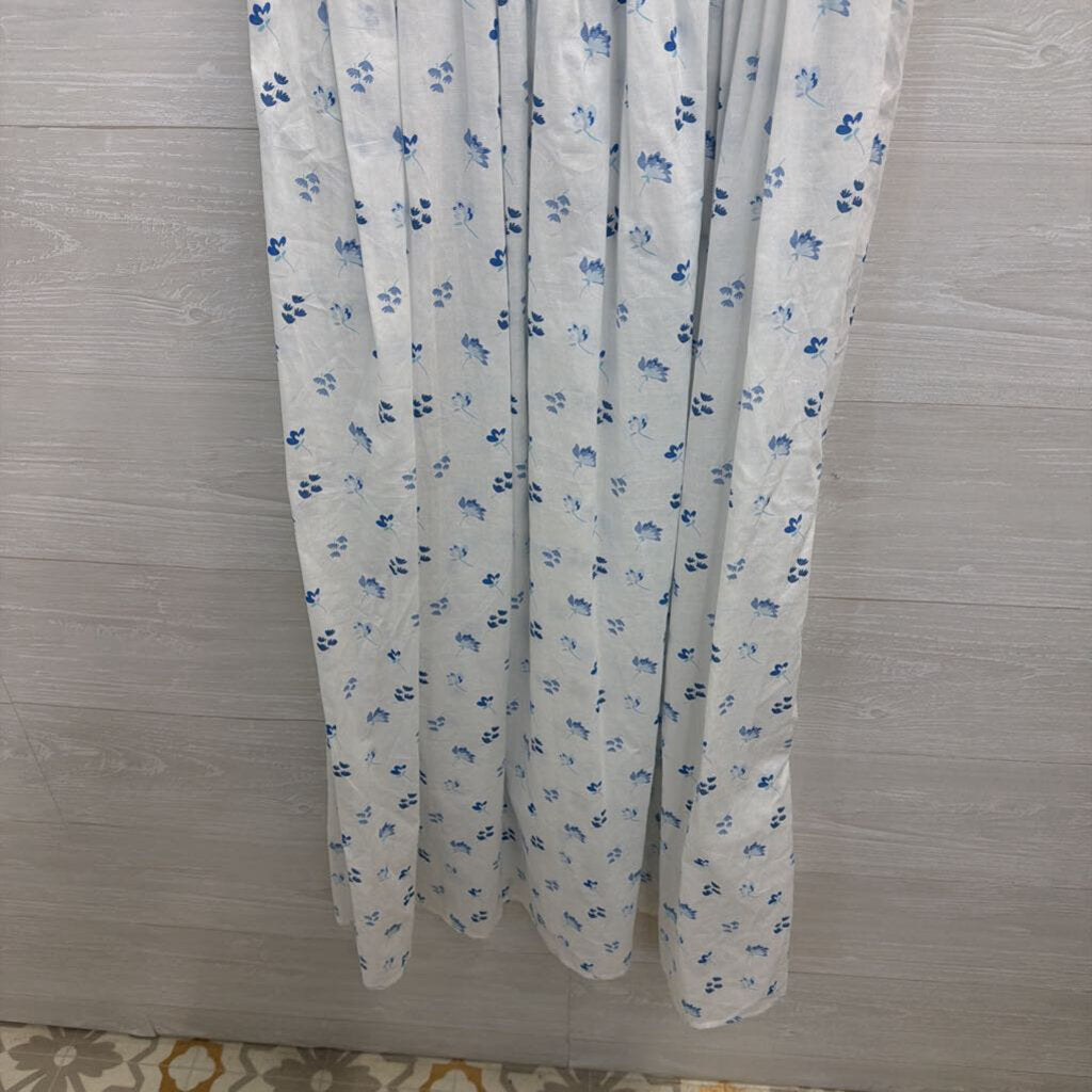 Simply Southern White/ Blue Floral Print Short Puff Sleeve Maxi Dress Small