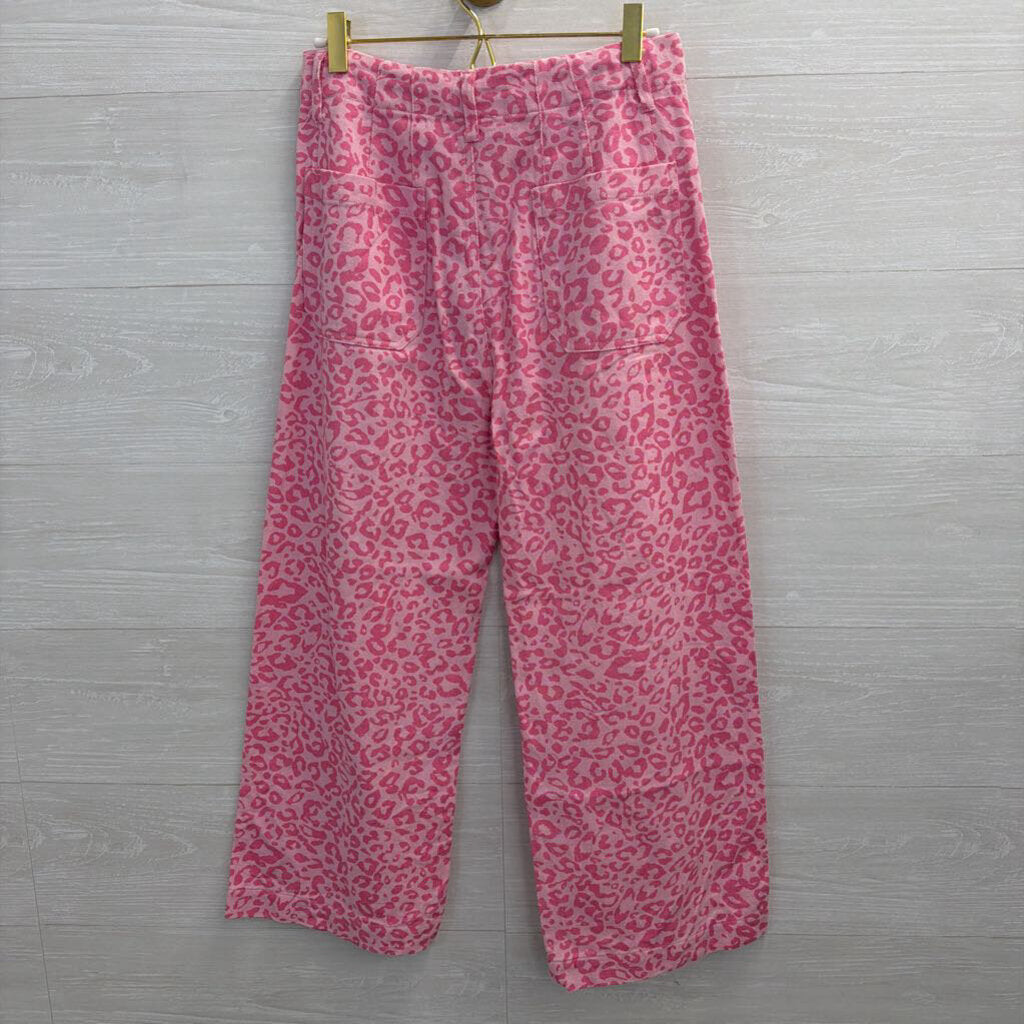 GiGio Pink Leopard Print Wide Leg Pants Small