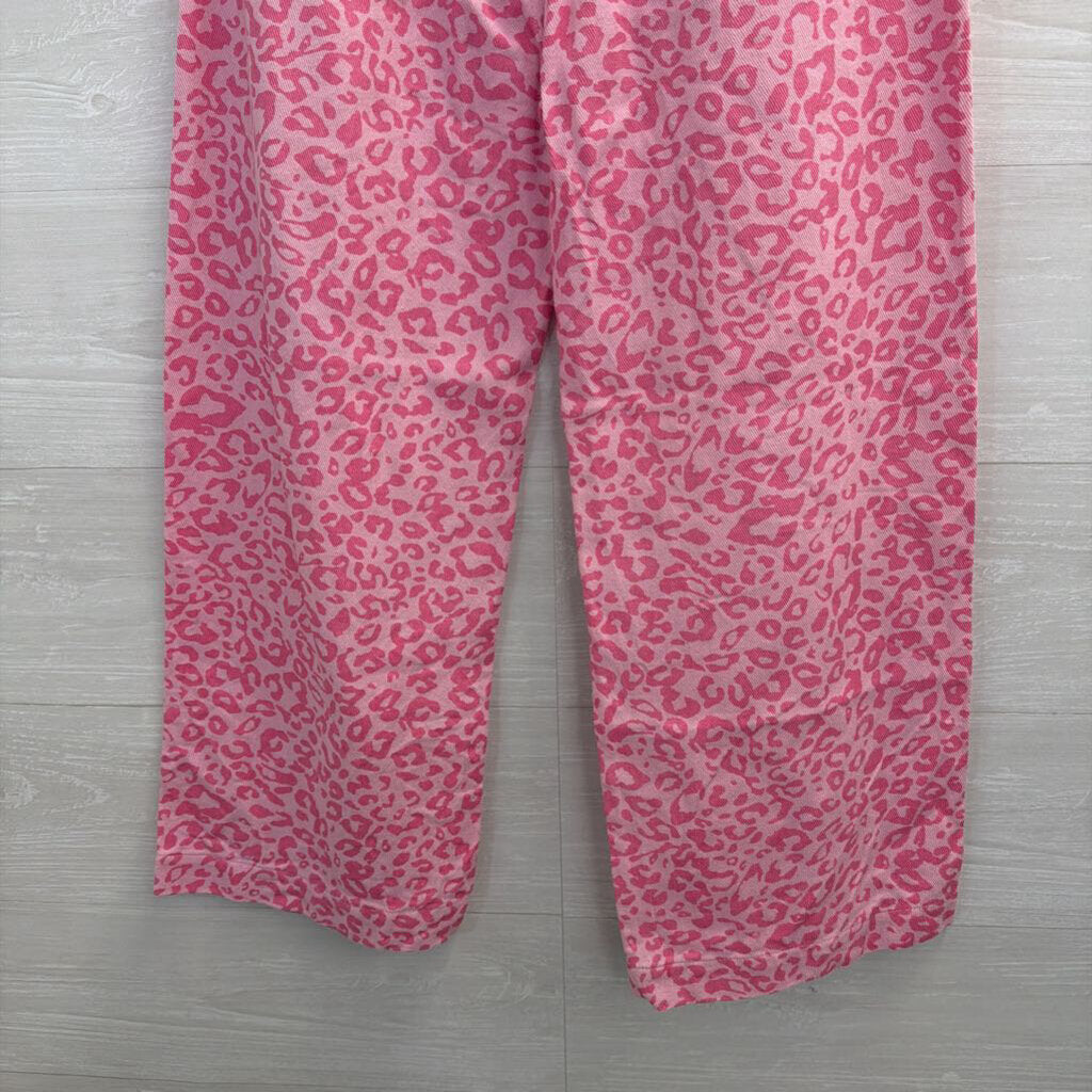 GiGio Pink Leopard Print Wide Leg Pants Small