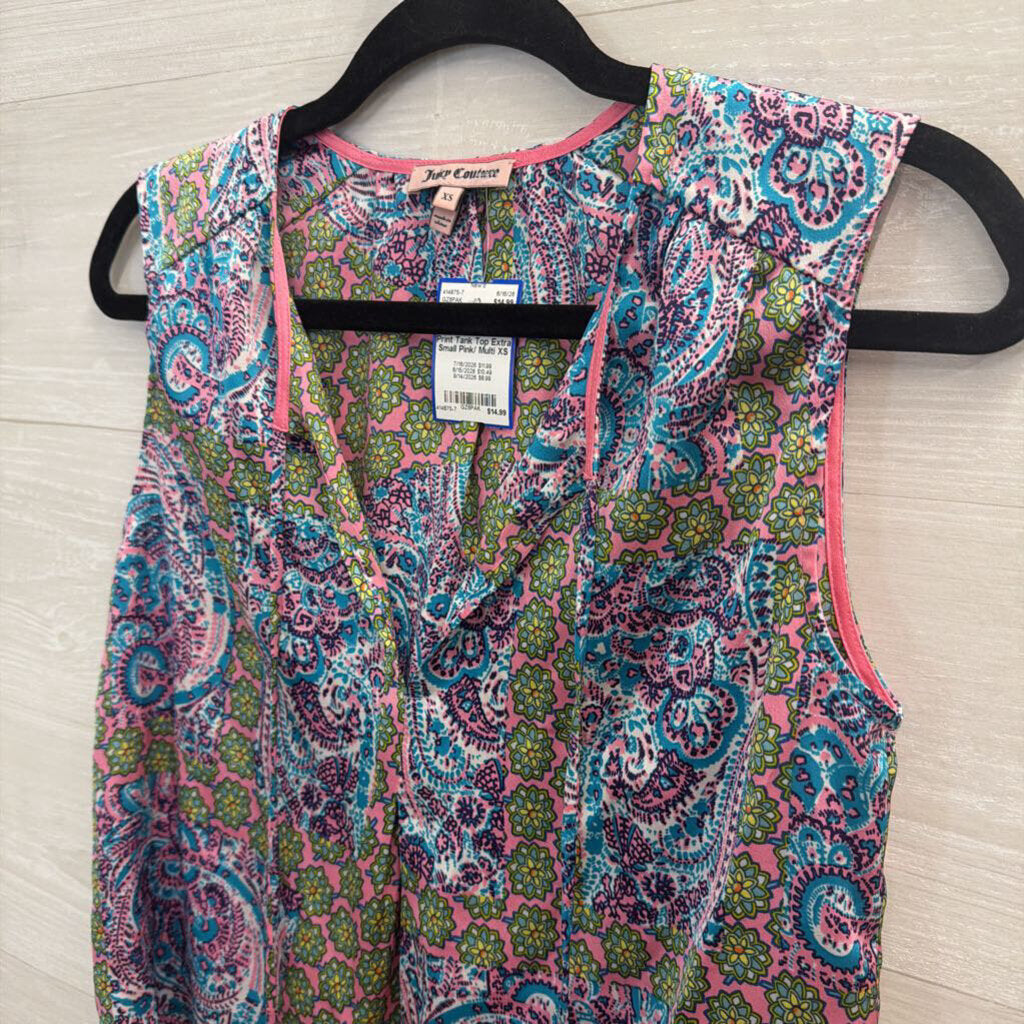 Juicy Couture Pink/ Multi Print Tank Top Extra Small