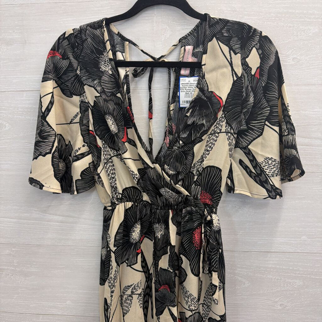 Band of Gypsies White/ Multi Print Romper Dress Extra Small