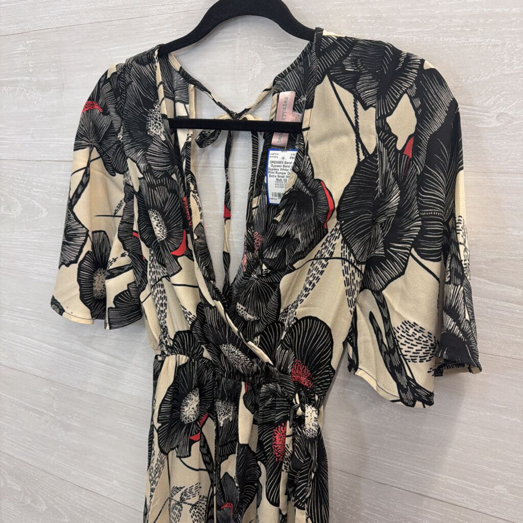 Band of Gypsies White/ Multi Print Romper Dress Extra Small