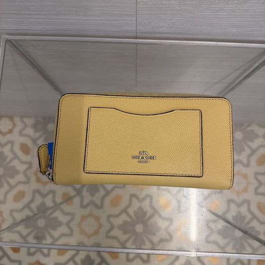 Coach Yellow Leather Accordion Zip Wallet