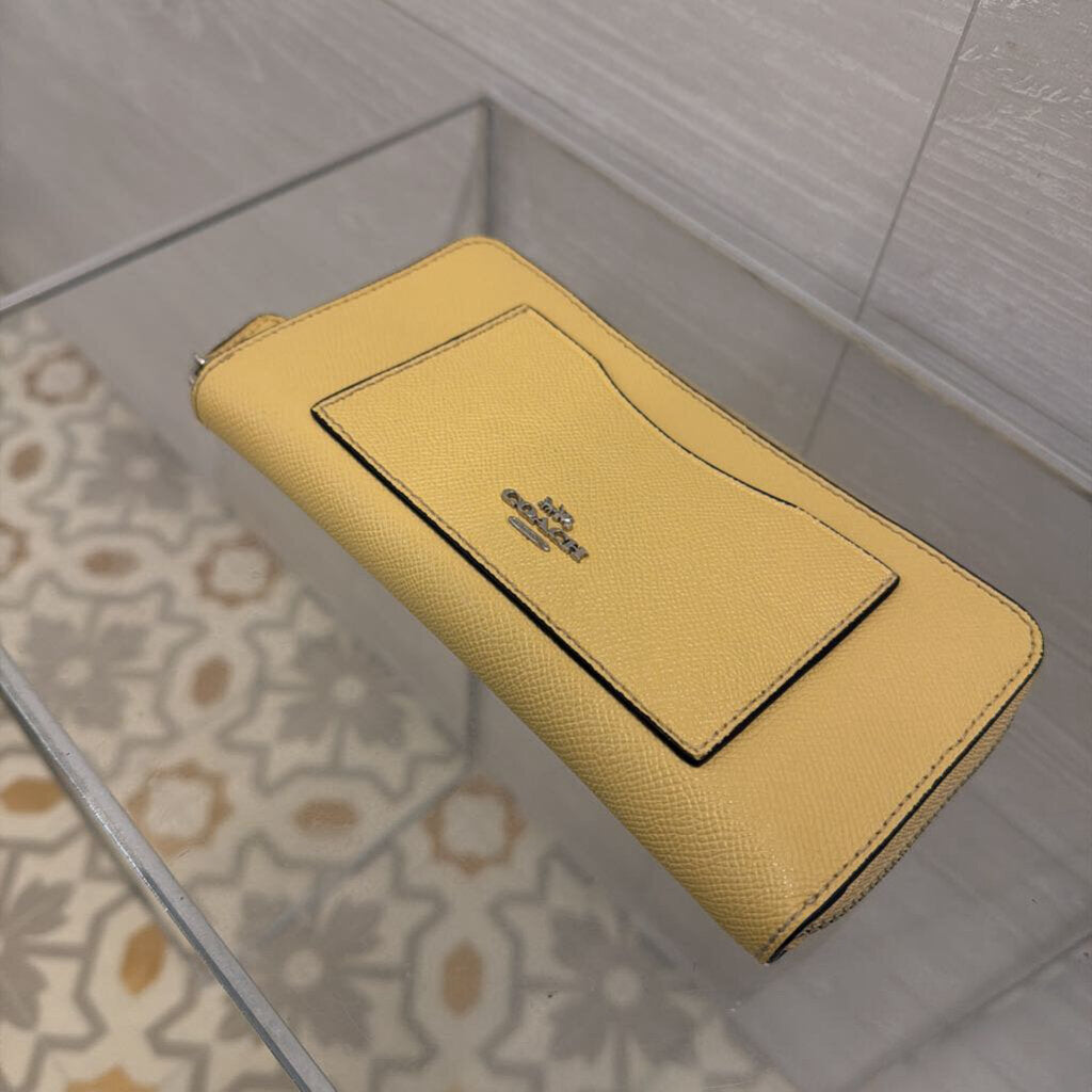 Coach Yellow Leather Accordion Zip Wallet