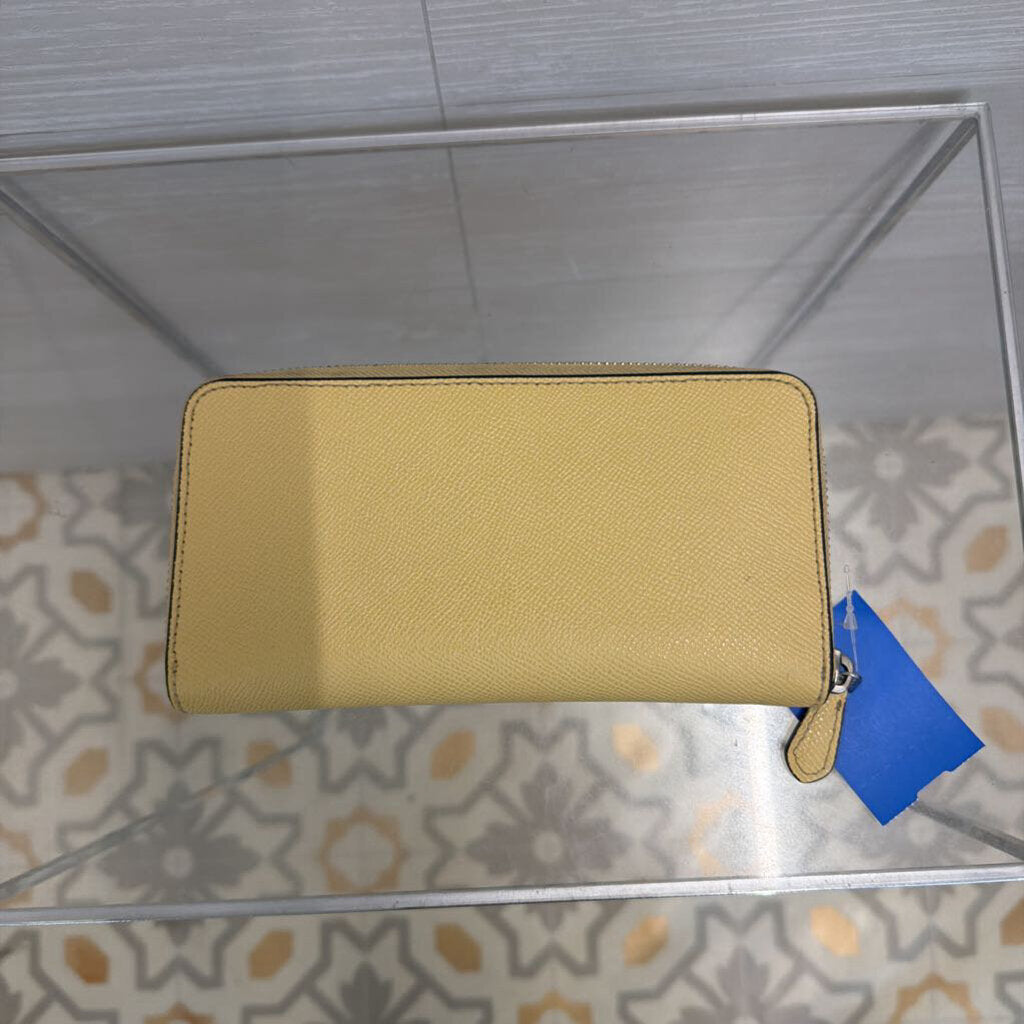 Coach Yellow Leather Accordion Zip Wallet