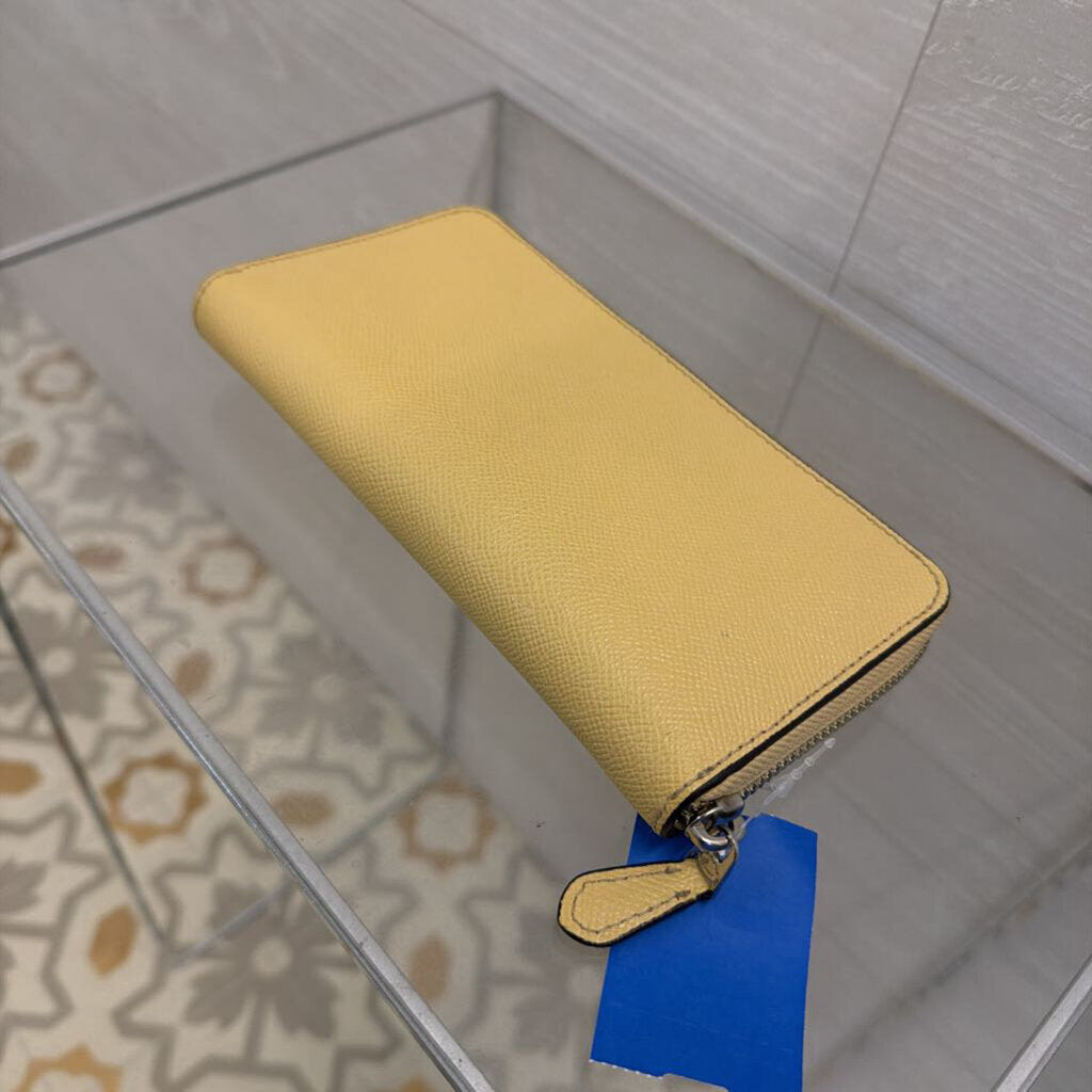 Coach Yellow Leather Accordion Zip Wallet