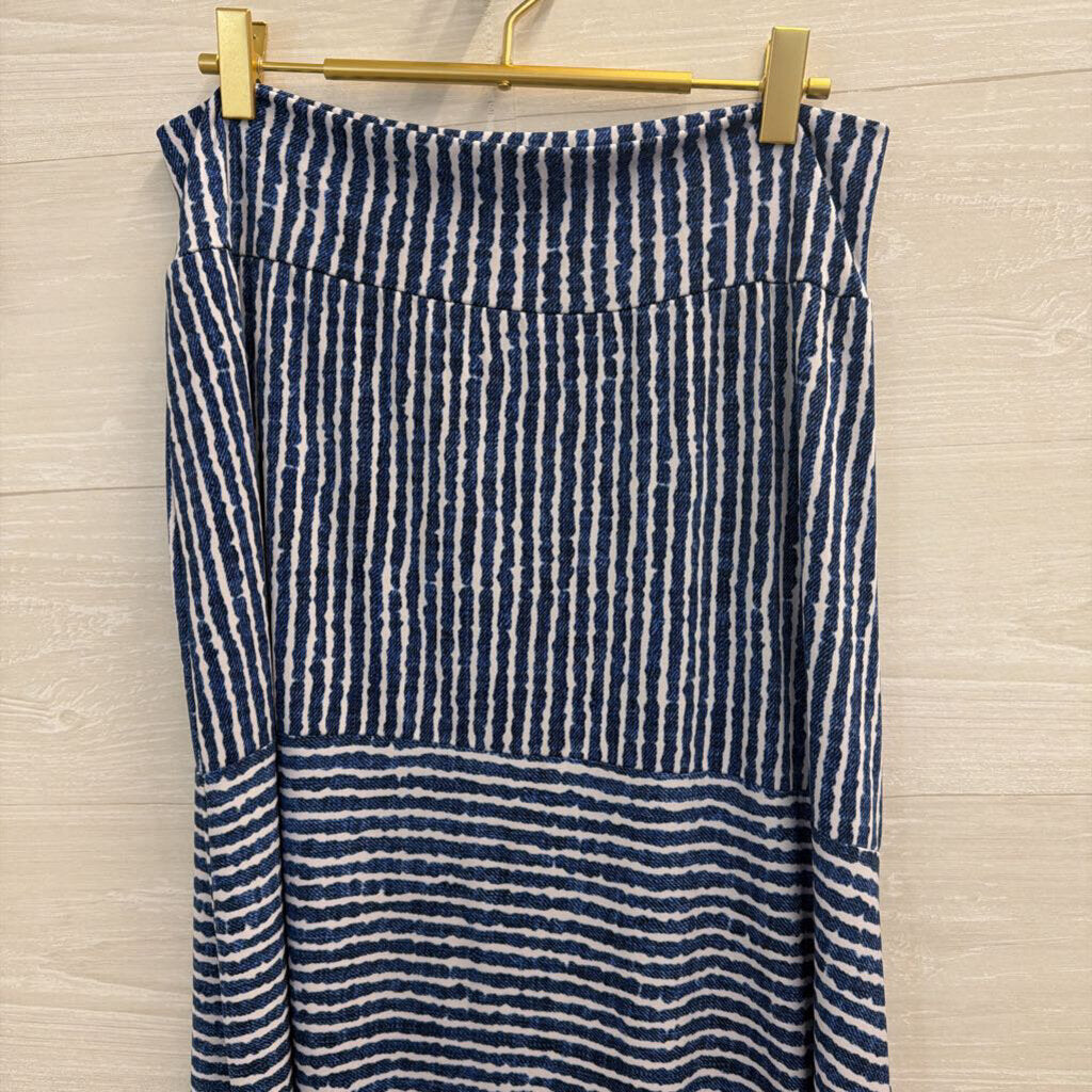 Clara Sun Woo Blue/ White Striped Midi Skirt Large
